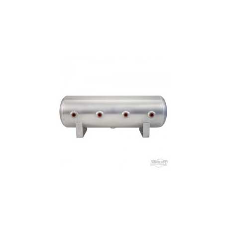 2.5 Gal Alum Air Tank - (4) 1/4" face ports, & 1/4" drain port - 20" L x 6" D