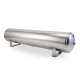 4 Gal Alum Air Tank - (2) 1/4", (2) 3/8" end ports, & 1/4" drain port - 30" L x 6" D - Polished