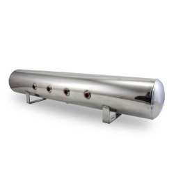 5 Gal Alum Air Tank - (4) 3/8" face ports, & 1/4" drain port - 36" L x 6" D - Polished