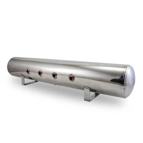 5 Gal Alum Air Tank - (4) 3/8" face ports, & 1/4" drain port - 36" L x 6" D - Polished
