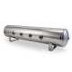 4 Gal Alum Air Tank - (4) 1/4" face ports, (2) 3/8" end ports, & 1/4" drain port - 30" L x 6" D - Polished